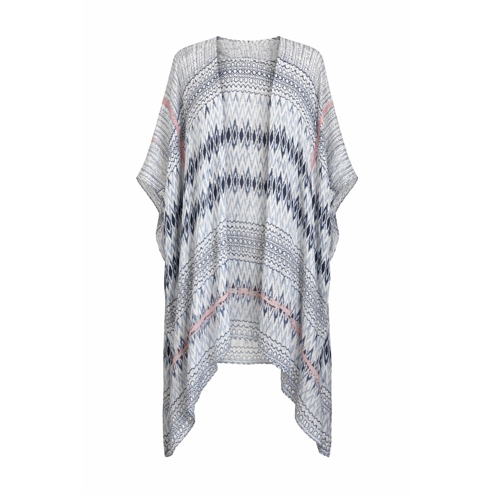 Comfyluxe Women's Kimono Bathing Suit Cover Up Open Front Blue Pink Tie-Dye Boho